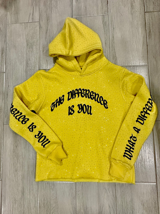 THE DIFFERENCE IS YOU RHINESTONE (YELLOW) HOODIE