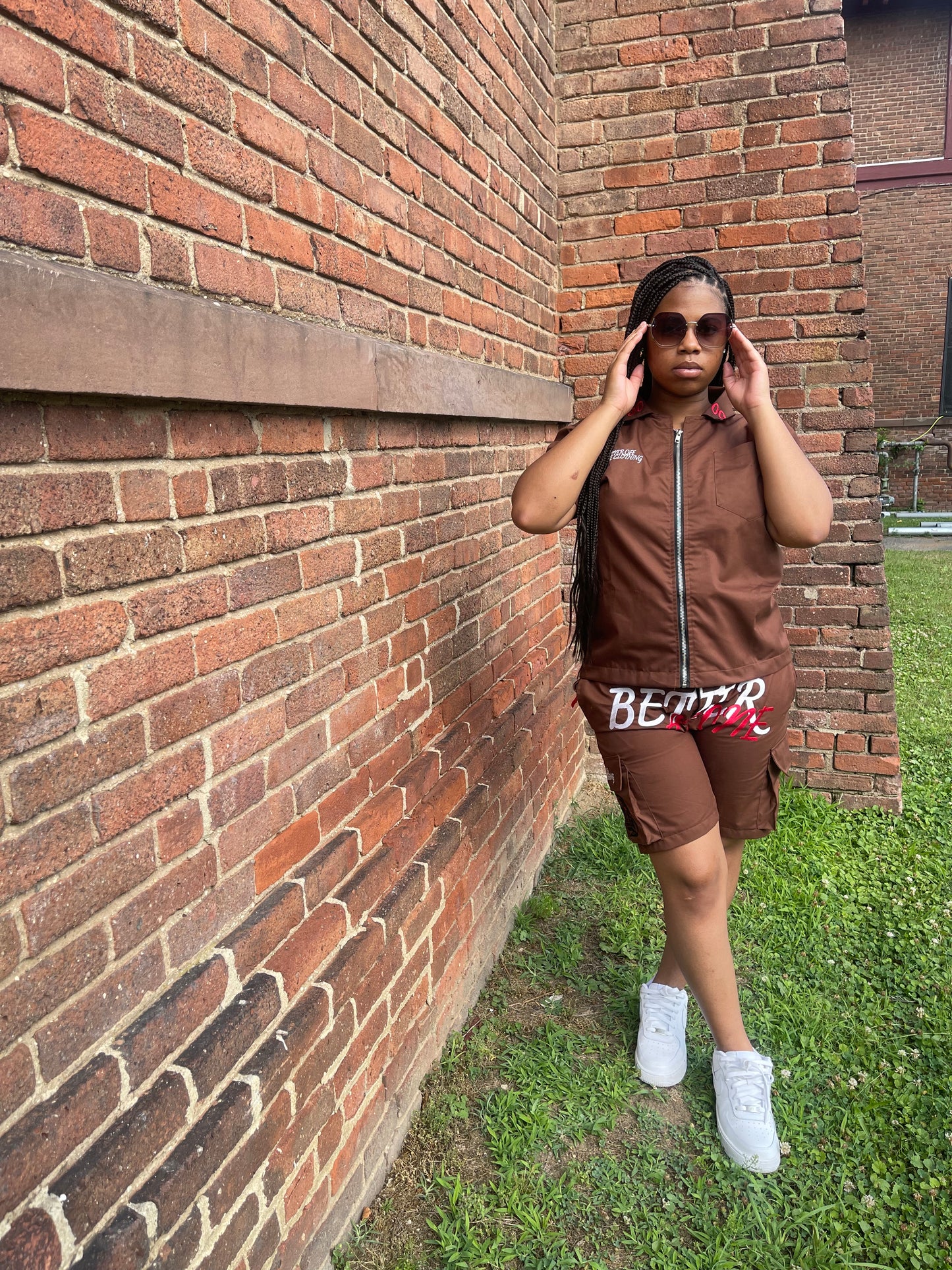 “BETTER ALONE” DICKIE CARGO SHORTS (BROWN/RED)