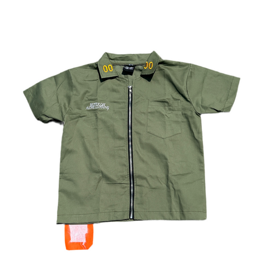 “BETTER ALONE” DICKIES ZIP UP (OLIVE/ORANGE)