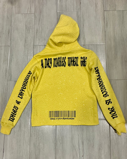 THE DIFFERENCE IS YOU RHINESTONE (YELLOW) HOODIE