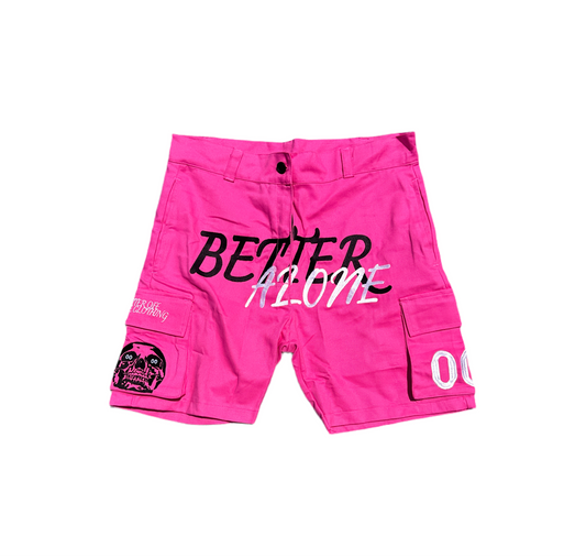 “BETTER ALONE” WOMEN’S DICKIE CARGO SHORTS (PINK)