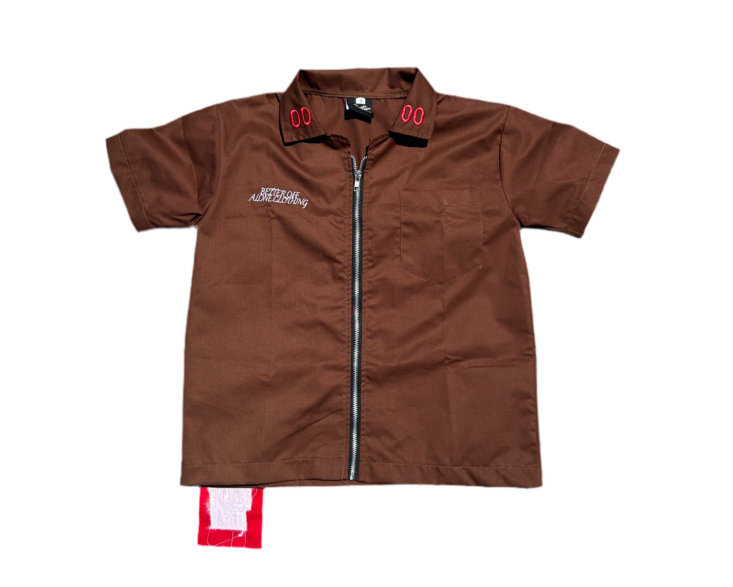 “BETTER ALONE” DICKIE ZIP UP (BROWN/RED)