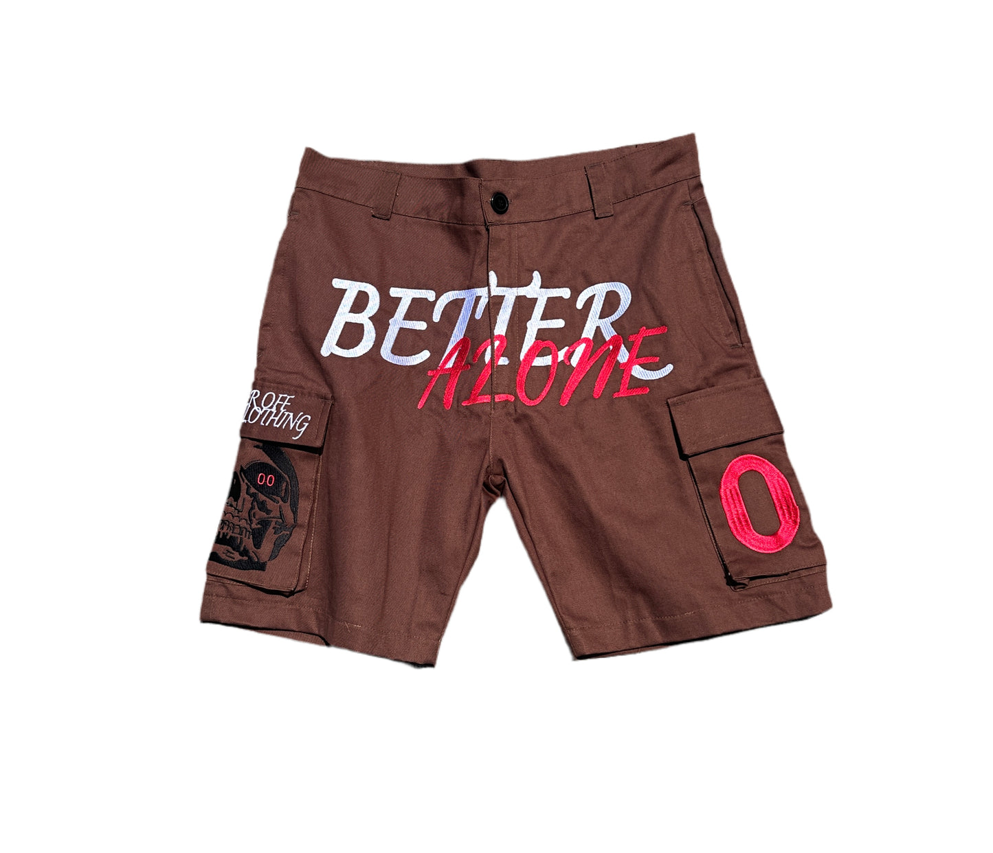 “BETTER ALONE” DICKIE CARGO SHORTS (BROWN/RED)